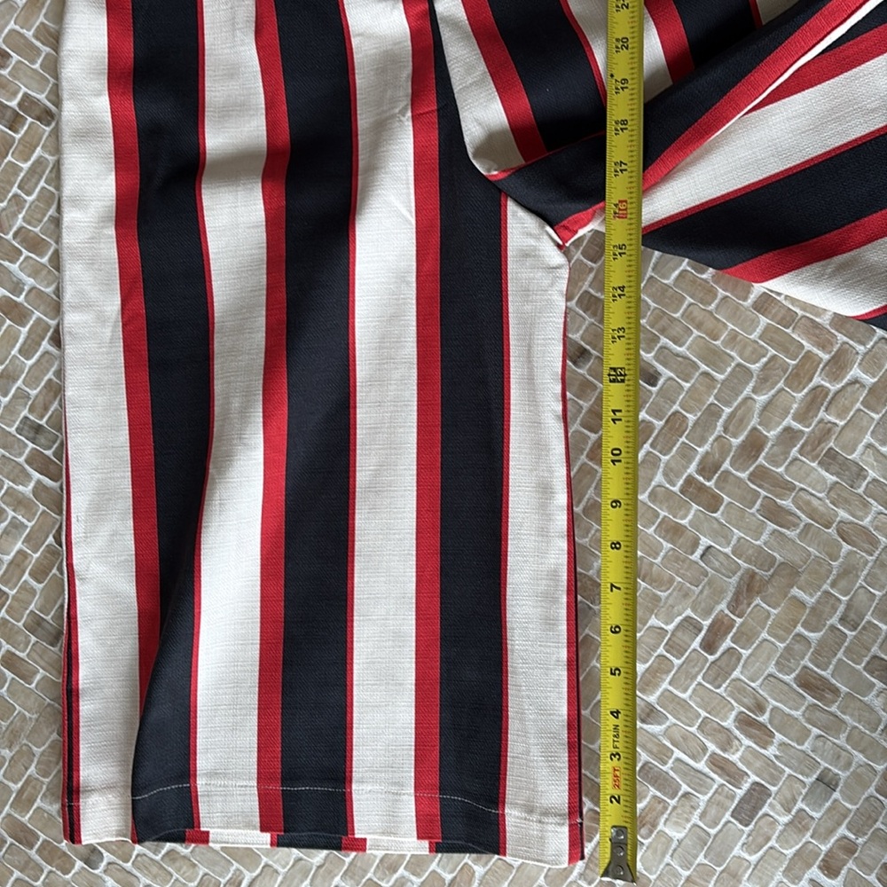 Striped Wide-Leg Pants (culottes) in Red, Black, and White, Sz M/L, Italy - Picture 8 of 12